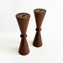 Load image into Gallery viewer, Mid Century Wood Candleholder