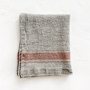 Beige Stripe Vintage Linen Kitchen Towel