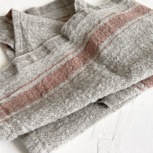 Beige Stripe Vintage Linen Kitchen Towel