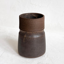 Load image into Gallery viewer, Ribbed Vase in Chocolate Brown