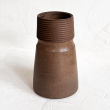 Load image into Gallery viewer, Ribbed Vase in Chocolate Brown