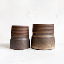 Load image into Gallery viewer, Wide Ribbed Vase in Chocolate Brown