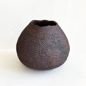 Large Coiled Vase in Dark Brown