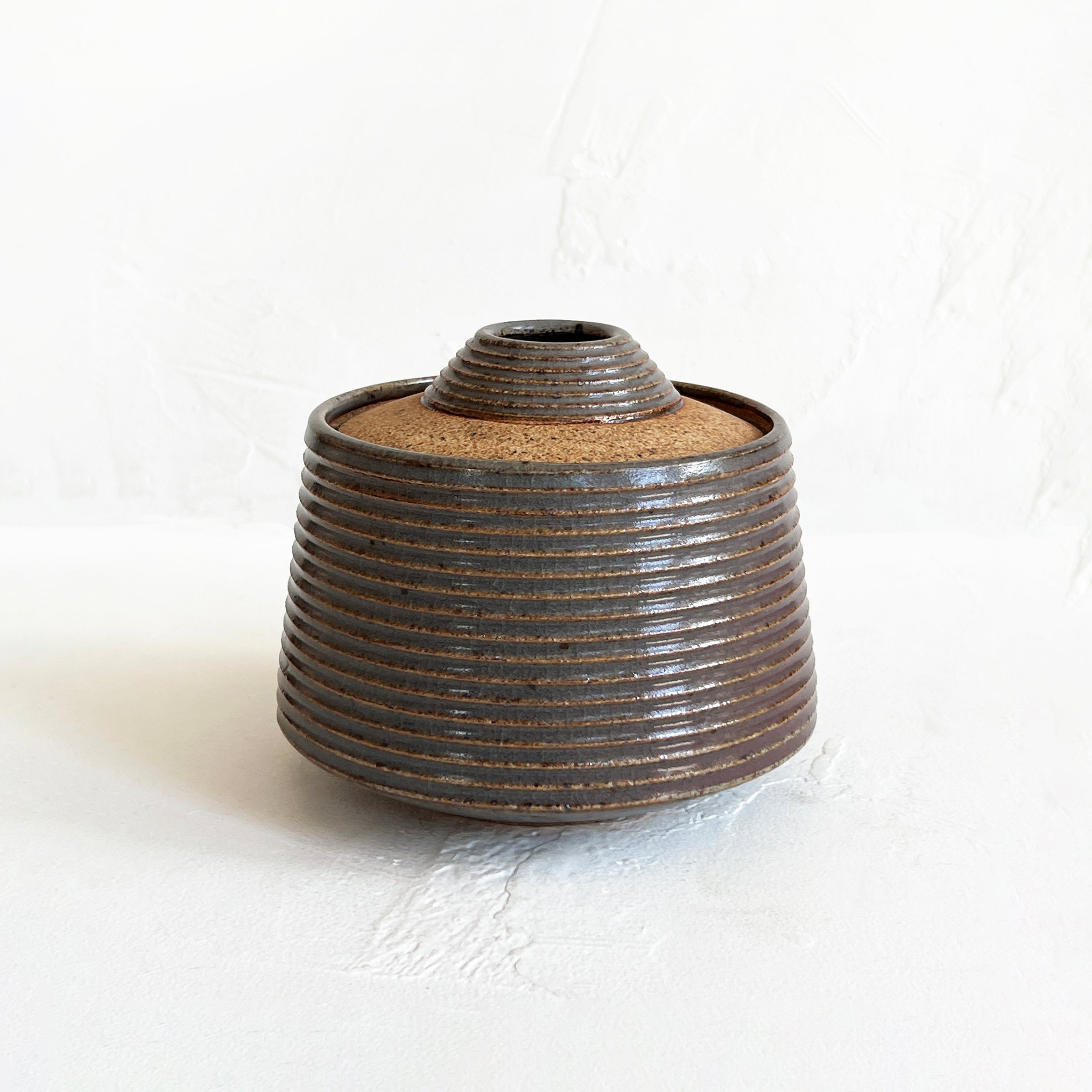 Lidded Vessel in Slate Gray