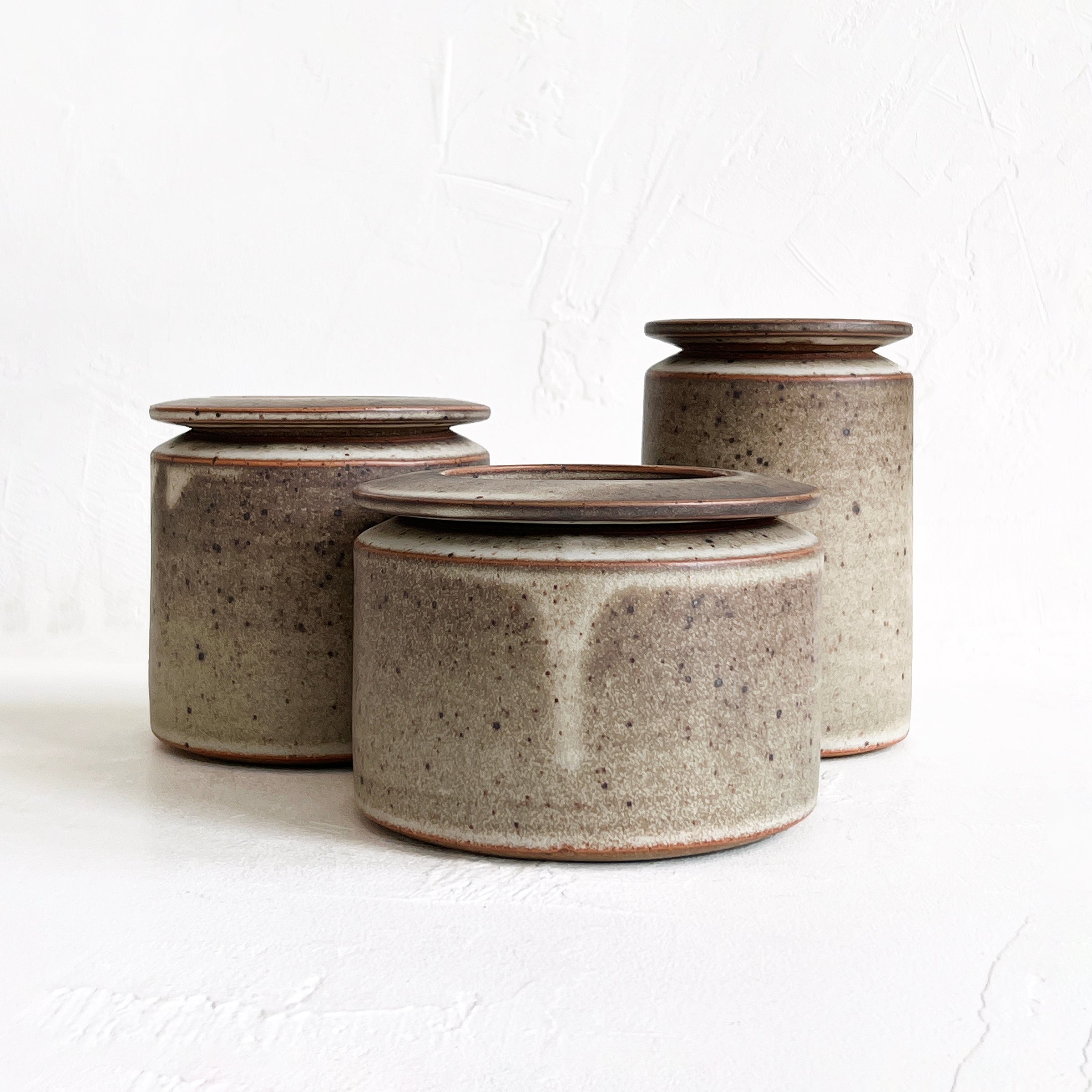 Lidded Vessel in Cream and Brown