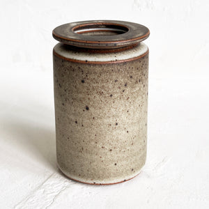 Lidded Vessel in Cream and Brown