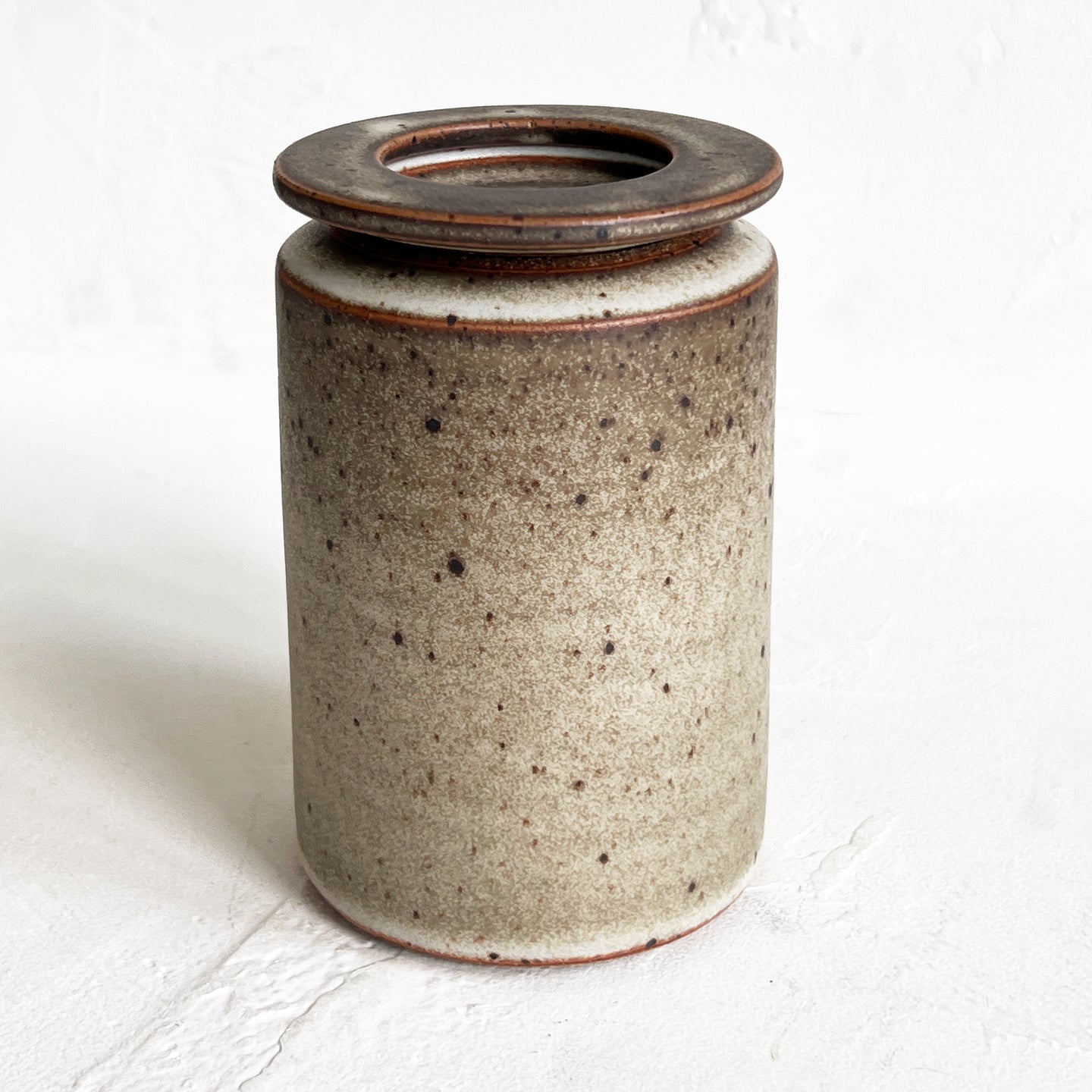 Lidded Vessel in Cream and Brown
