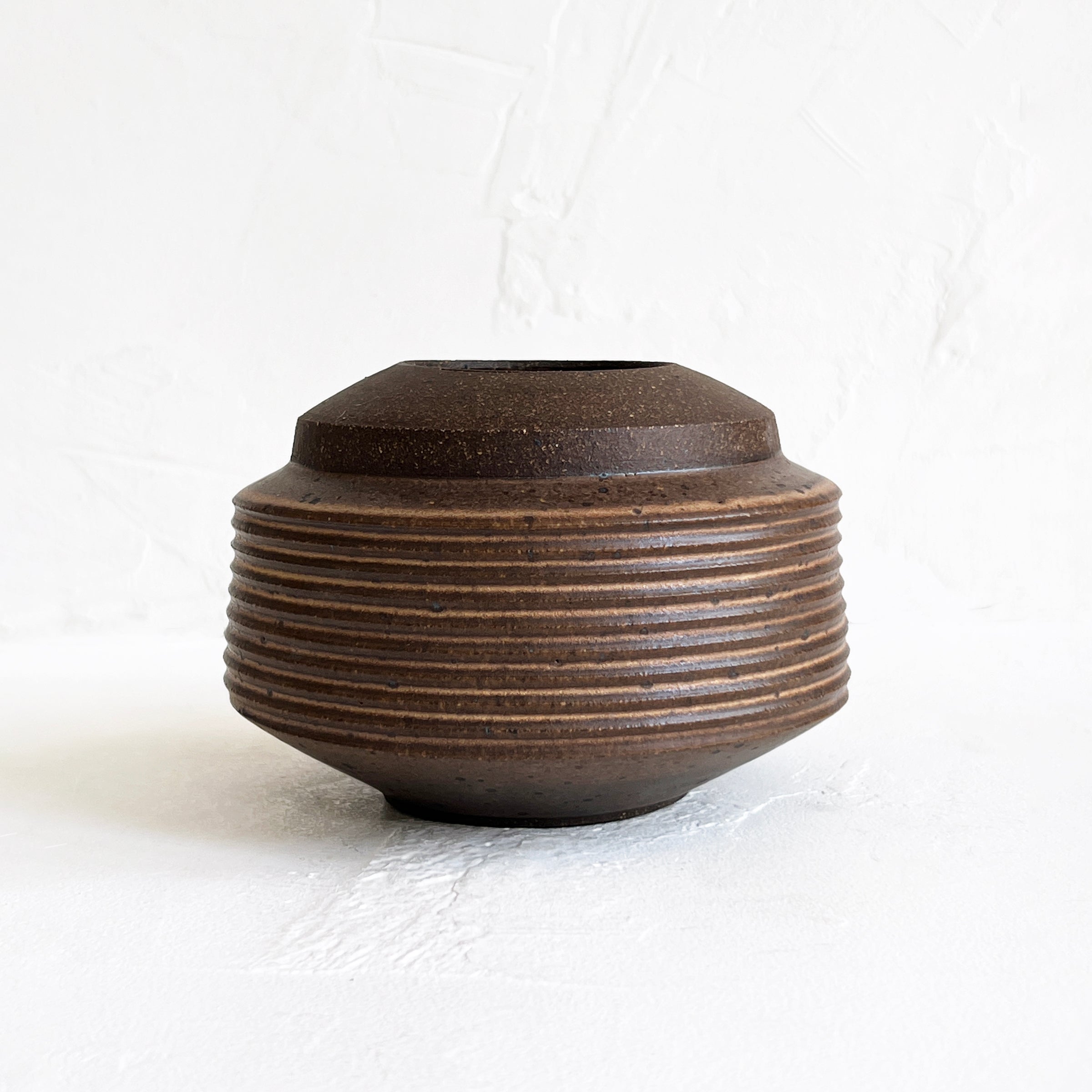 Ribbed Vessel in Brown