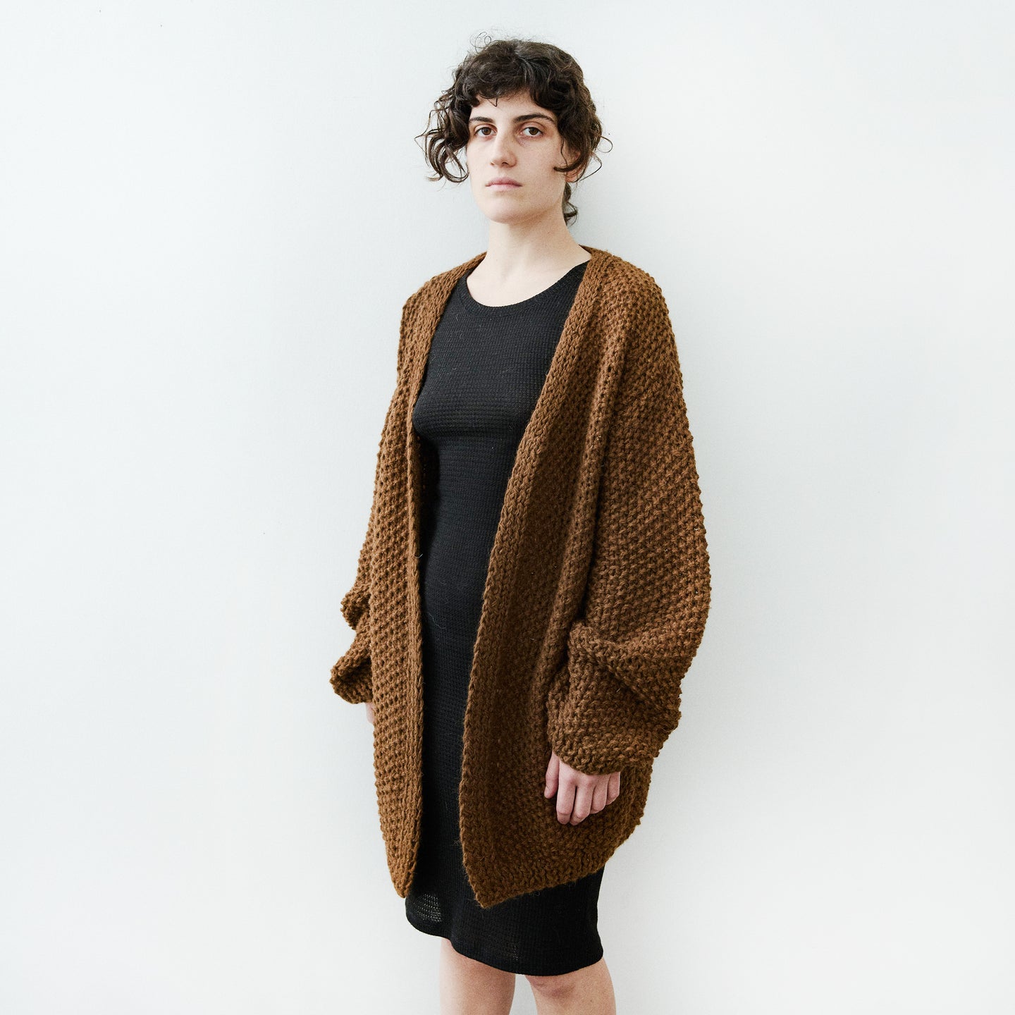 Arroz Long Cardigan in Brown
