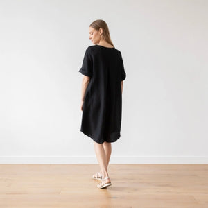 Luisa Linen Dress in Black