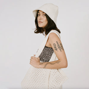 Slouchy Pointelle Knit Tote