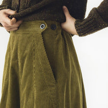 Load image into Gallery viewer, Organic Cord A Line Skirt in Olive