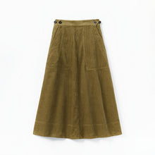 Load image into Gallery viewer, Organic Cord A Line Skirt in Olive