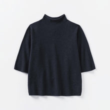 Load image into Gallery viewer, Fine Wool Cashmere Half Sleeve Sweater in Navy