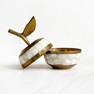 Vintage Brass and Mother of Pearl Apple