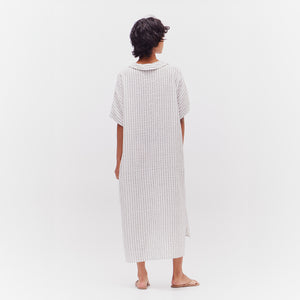Button Down Stripe Dress in Mist