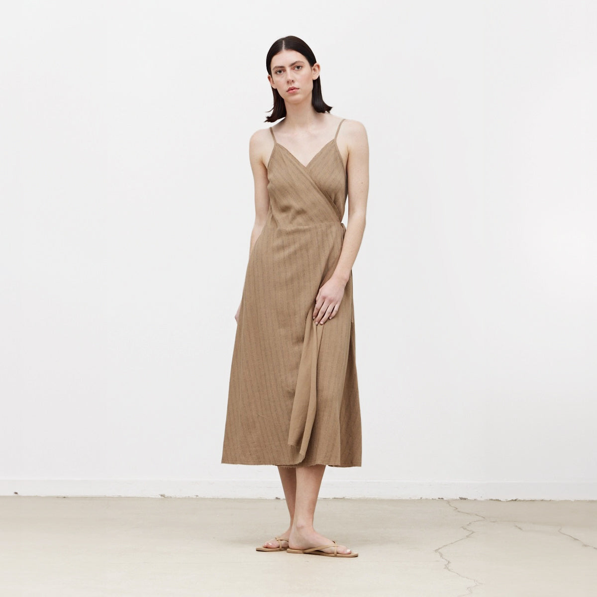 Wrap Midi Dress in Umber