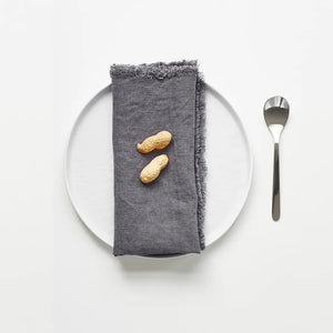 Linen Napkins with Fringe in Dark Grey