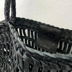 Luni Leather Woven Bag in Black