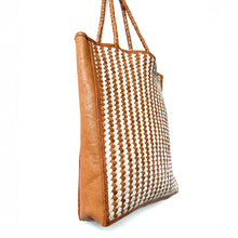 Load image into Gallery viewer, Darna Tan and White Tote Bag