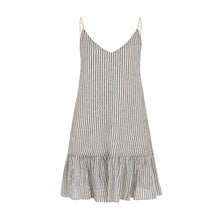 Load image into Gallery viewer, Black Stripe Mini Ruffle Dress