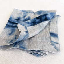 Load image into Gallery viewer, Tie-Dyed Indigo Linen Napkins