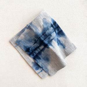 Tie-Dyed Indigo Linen Napkins