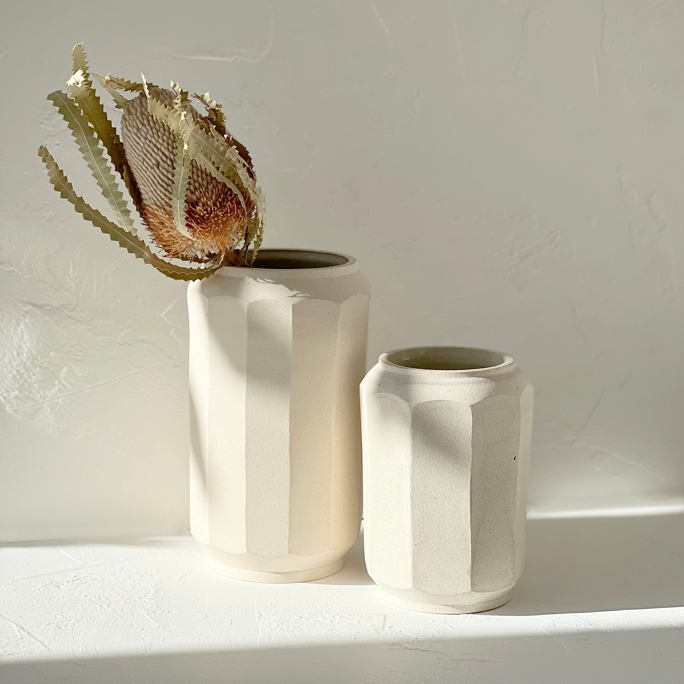 White Facet Vase