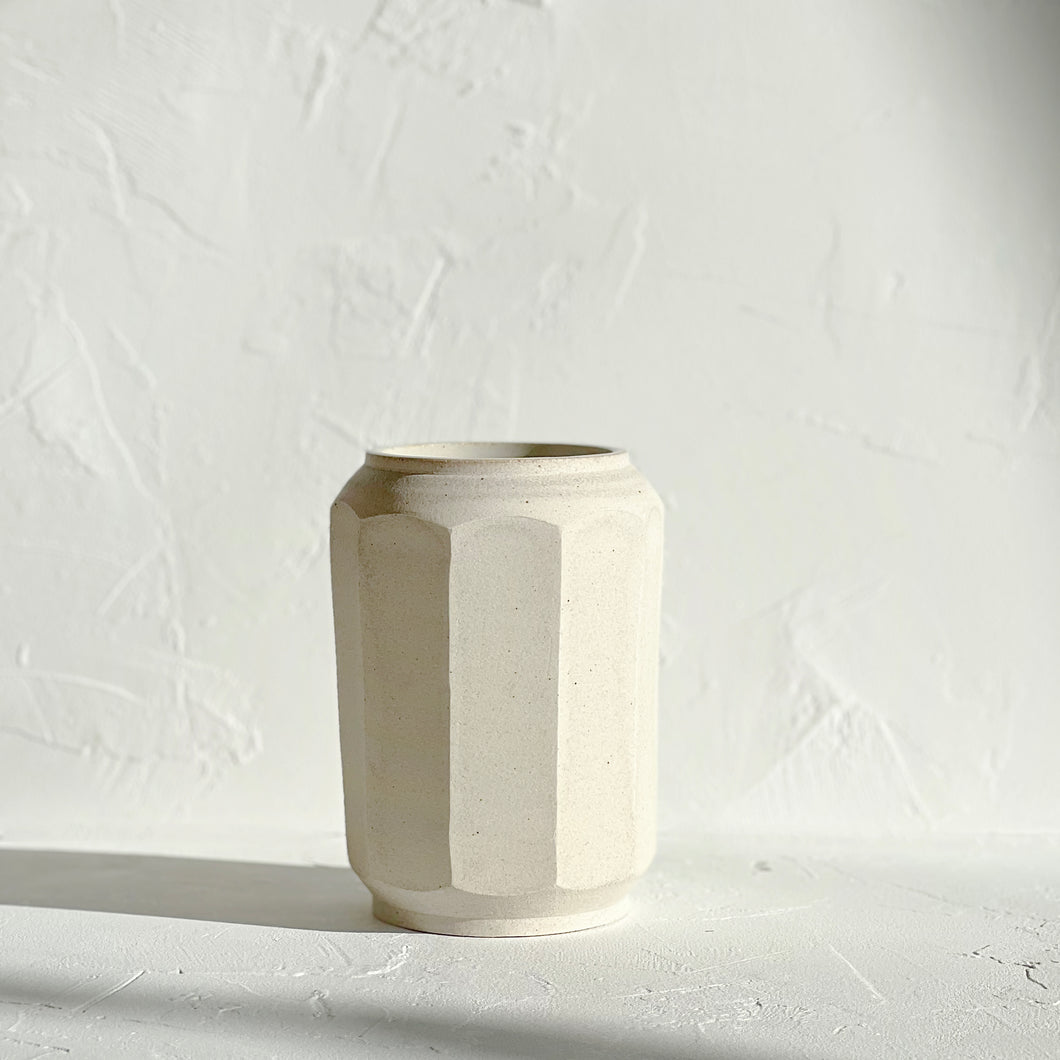White Facet Vase