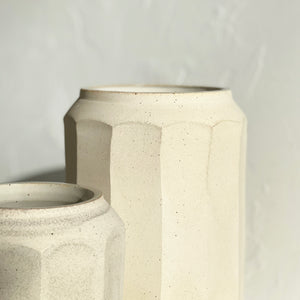 White Facet Vase