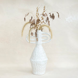 Pinched Vase in White